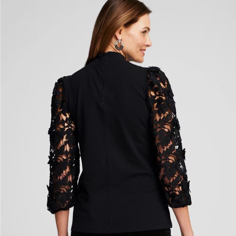 Chico Elegant Black Lace Sleeve Top - Picture 4 of 6